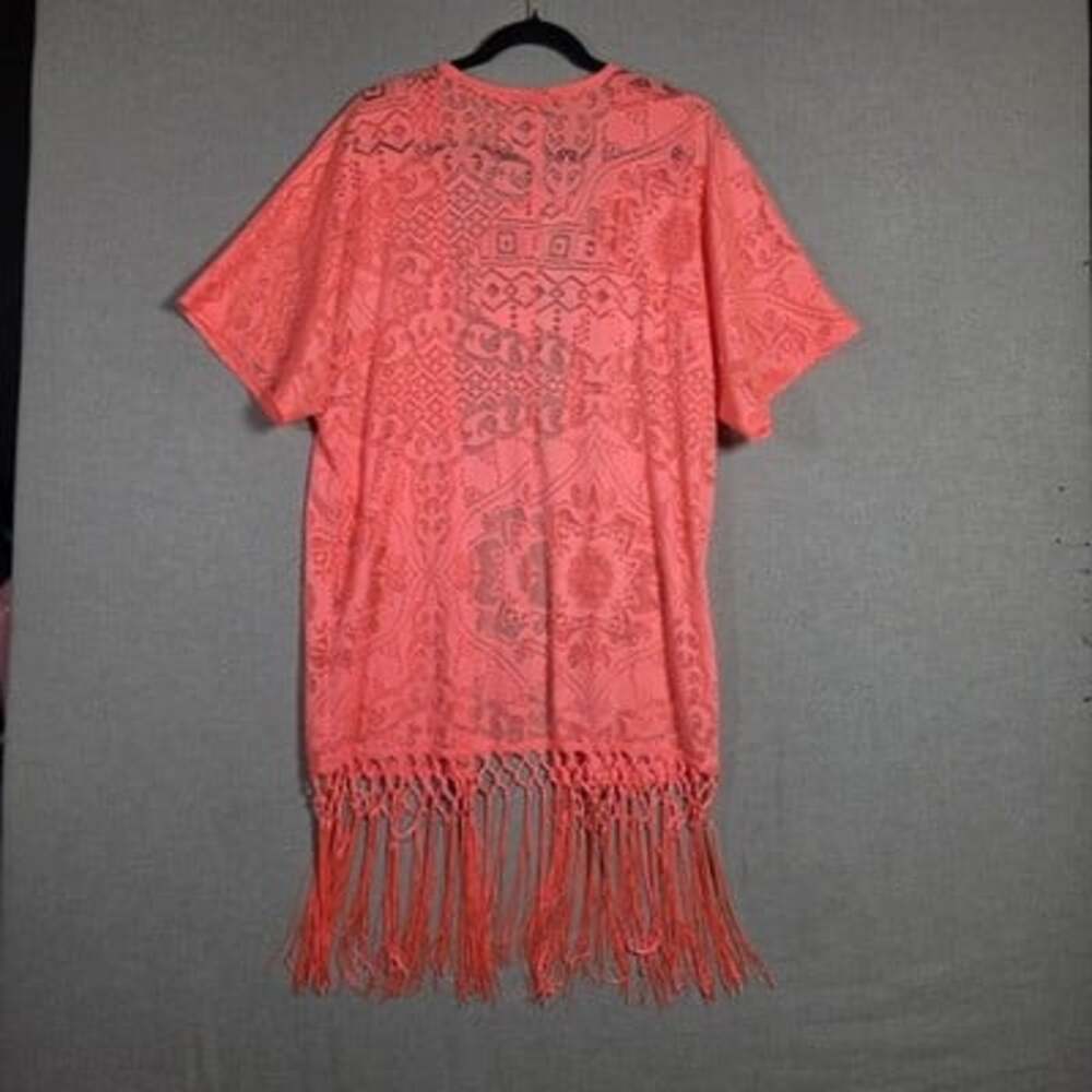 Charlotte Russe Open Front Fringed Crochet Lace Kimono Cardigan Cover Up Sz XS - Picture 9 of 10